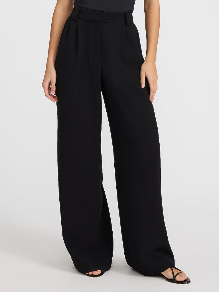 Express (12) Black High Waist Relaxed Trouser Wide Leg Palazzo Dress Pants Work